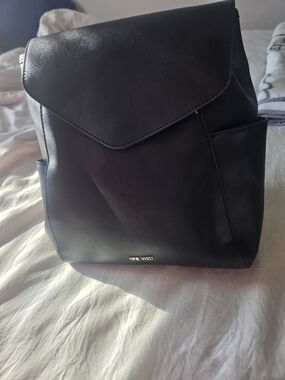 Nine West Black Faux Leather Backpack with Flap